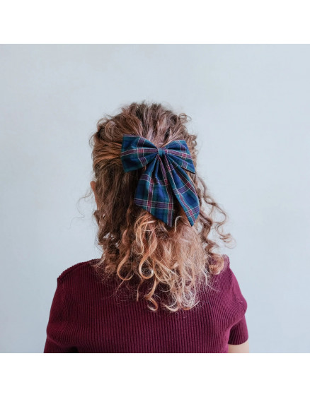 Tartan Agnes Bow Clips Green 2