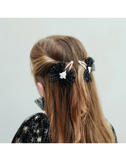 Ghoulish Ghost Tulle Clips Black 3