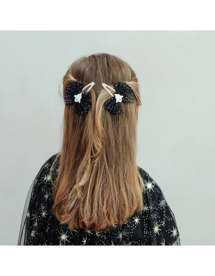 Ghoulish Ghost Tulle Clips Black 2