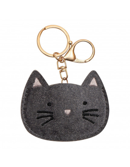 Kitty Cat Keyring Grey