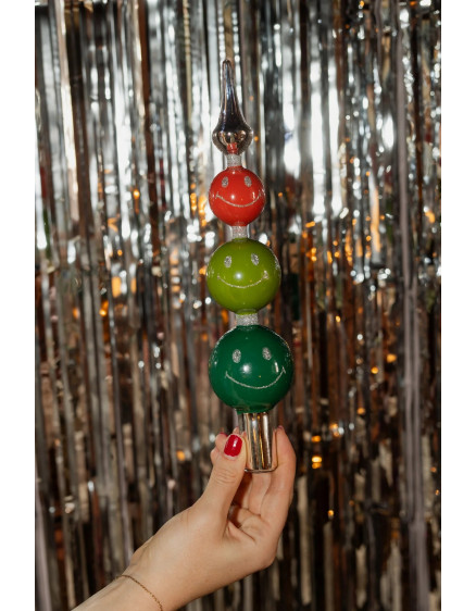 Верхівка на ялинку Smiley Silver 3