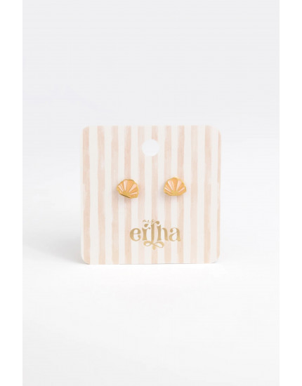 Studs Earrings Golden Shell
