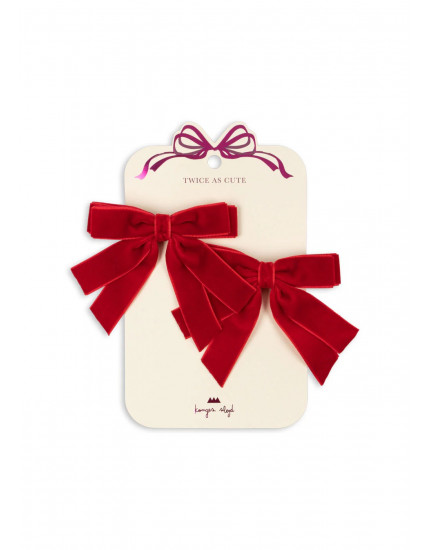 2 Pack Velvet Bow Hair Clips Barbados Cherry