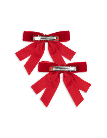 2 Pack Velvet Bow Hair Clips Barbados Cherry 6