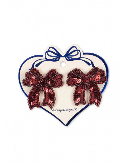 2 Pack Sequin Bow Hair Clip Rio Red