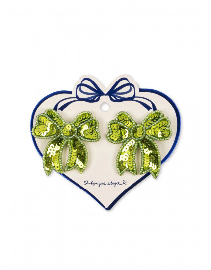 2 Pack Sequin Bow Hair Clip Green