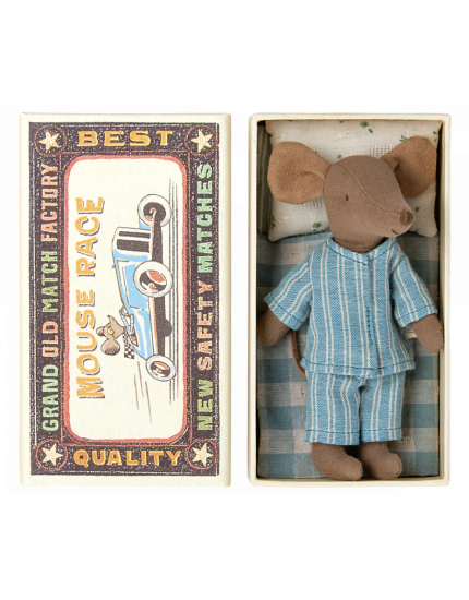 Мишка старший братик у сірниковій  коробці Blue