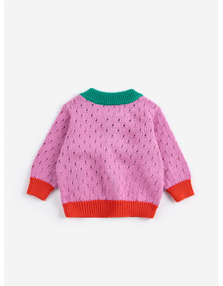 Color Block Open Work Cardigan Multi 2