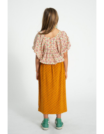 Blouse Baloon Sleeves Light Yellow Cherries 5