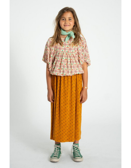 Blouse Baloon Sleeves Light Yellow Cherries 4