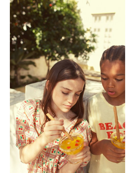 Blouse Baloon Sleeves Light Yellow Cherries 3