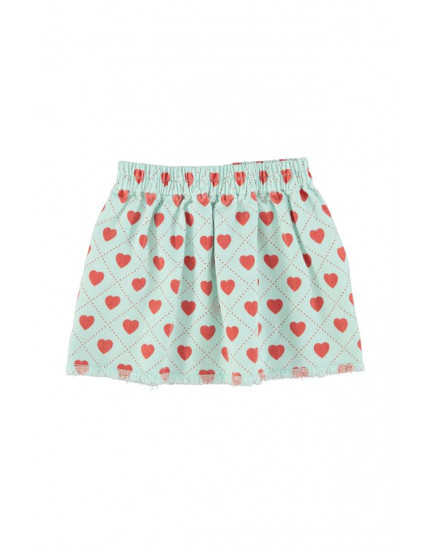 Short Skirt Light Blue Red Hearts