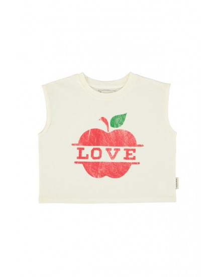 Sleeveless T´Shirt Ecru Apple Print 12Y