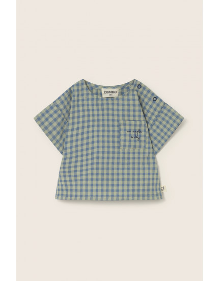 Gingham Baby Top Blue Dorian
