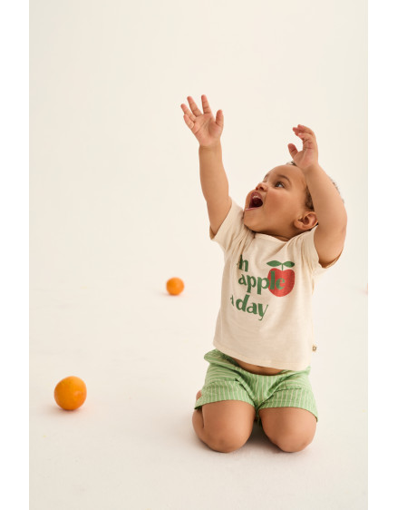 Soft Slub Baby T-shirt Apple Ivory Bob 4