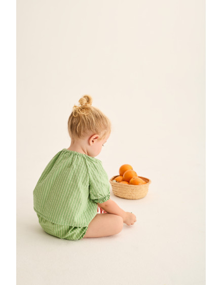 Striped Baby Blouse Green Amapola 5