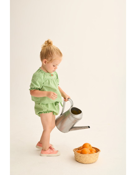 Striped Baby Blouse Green Amapola 4