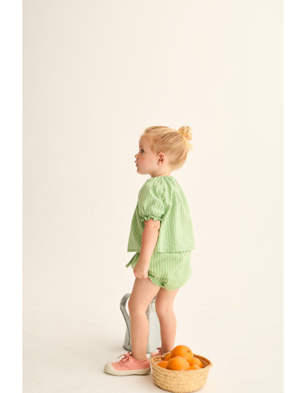 Striped Baby Blouse Green Amapola 3
