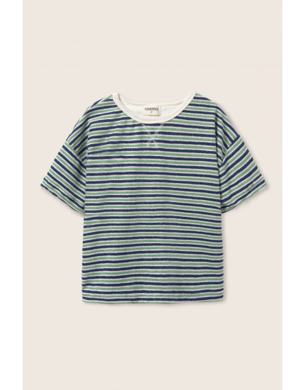 Striped Terry T-shirt Blue Green
