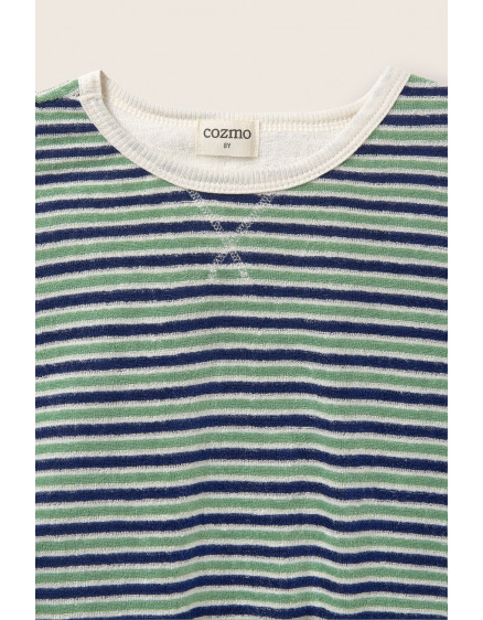 Striped Terry T-shirt Blue Green 4