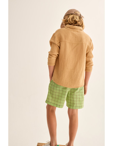 Slub Plaid Shorts Green Leon 2