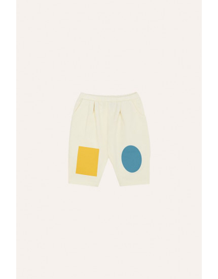 Bicolor Patches Ecru Baby Trousers