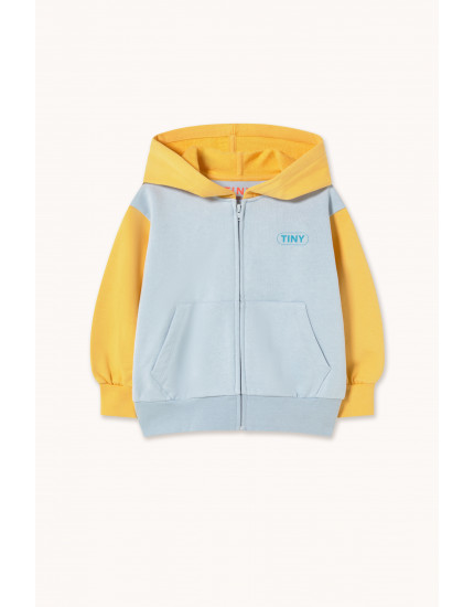 Color Block Hoodie Washed Blue