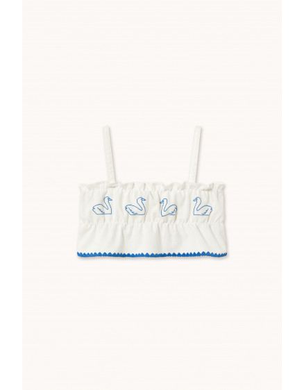 Swans Bow Linen Top Off-White 3