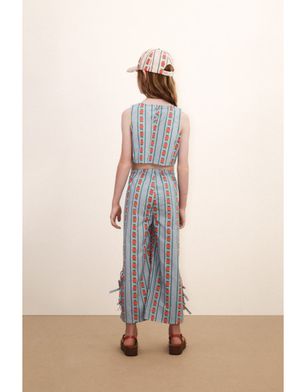 Rose Pattern Top Washed Blue 2