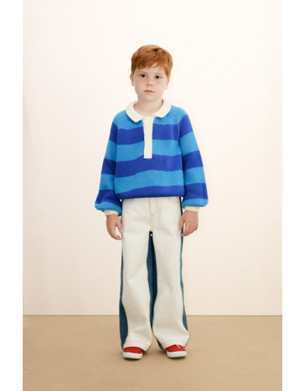 Color Block Jeans Off-White 14Y