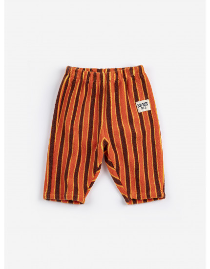 Striped Brick Terry Cloth Jogging Pants Orange