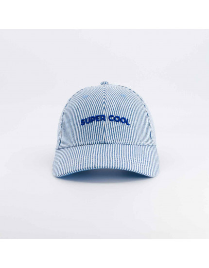 Super Cool Blue Striped Cap Child 7-12Y
