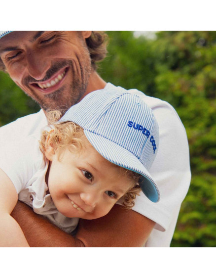 Super Cool Blue Striped Cap Child 2