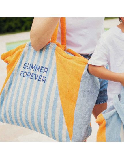 Large Summer Forever Tote Bag Blue Terry One Size