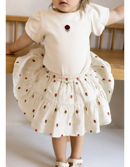 Lazie Skirt Red Roses Sand