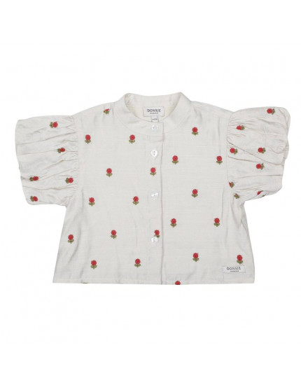 Eliora Blouse Red Roses Sand