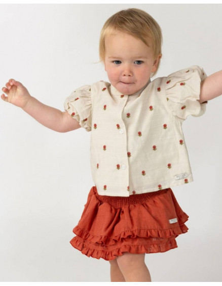 Eliora Blouse Red Roses Sand 2