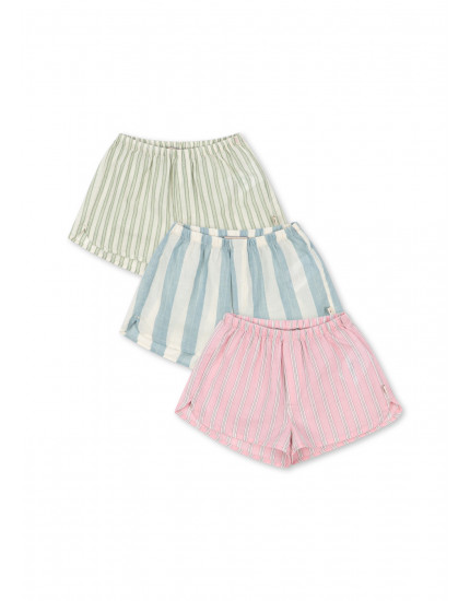 3 Pack Azur Shorts Bleu/Basil Stripe