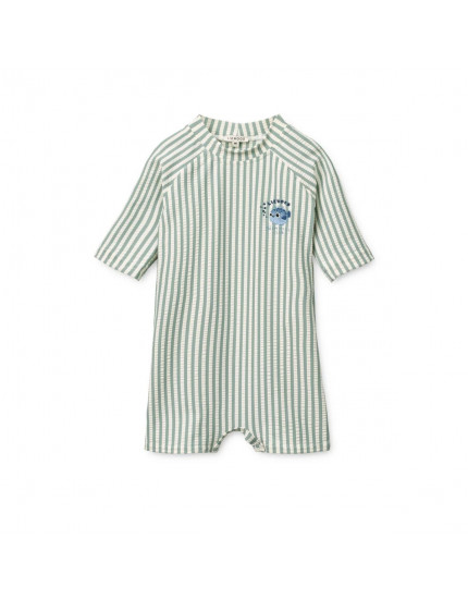 Thor Seersucker Baby Swim Jumpsuit Peppermint