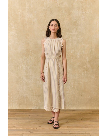 Ariane Dress Navy Purple Stripes