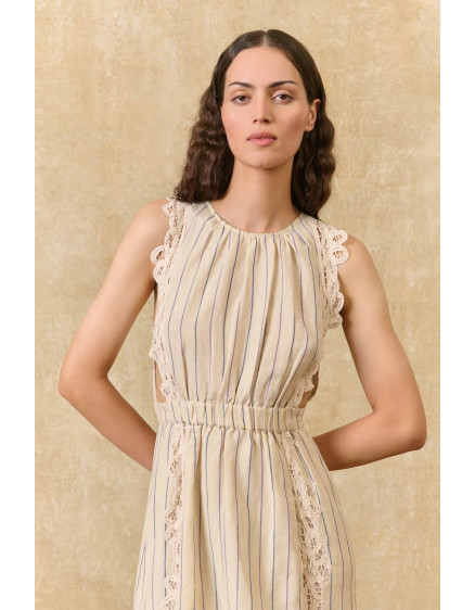 Ariane Dress Navy Purple Stripes 3