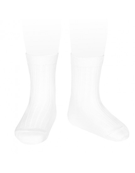 Basic Rib Short Socks White 200