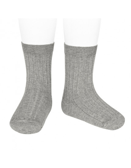 Basic Rib Short Socks Aluminium 221