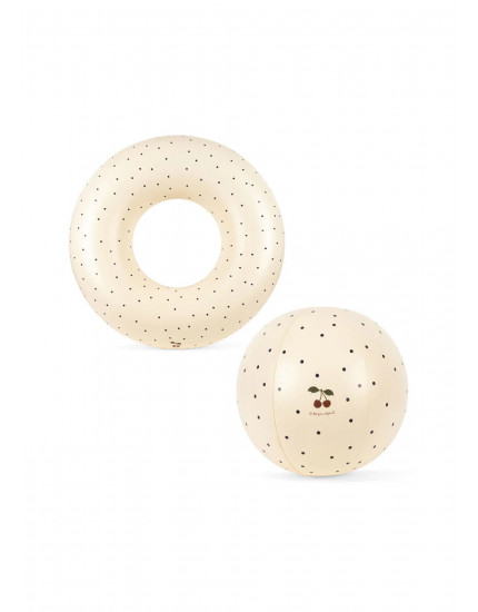 Swim Ring And Beach Ball Set Navy Dots