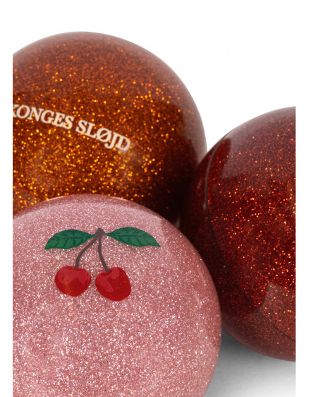 3 Pack Sparkly Balls Red 3