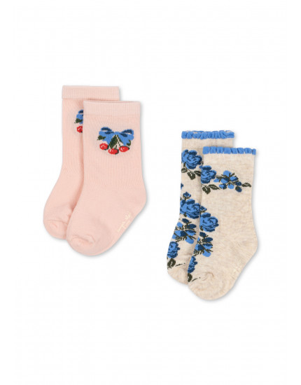 2 Pack Flower And Cherry Jacquard Socks
