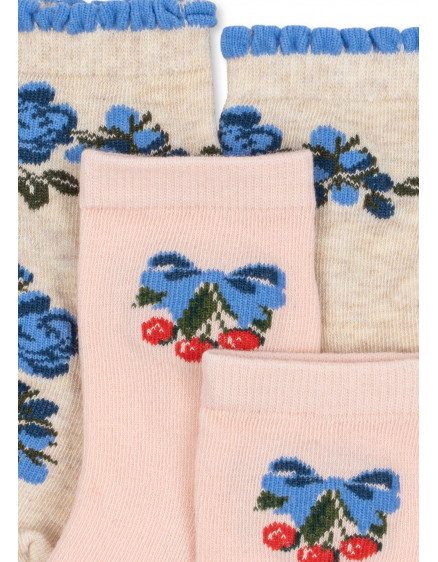 2 Pack Flower And Cherry Jacquard Socks 2