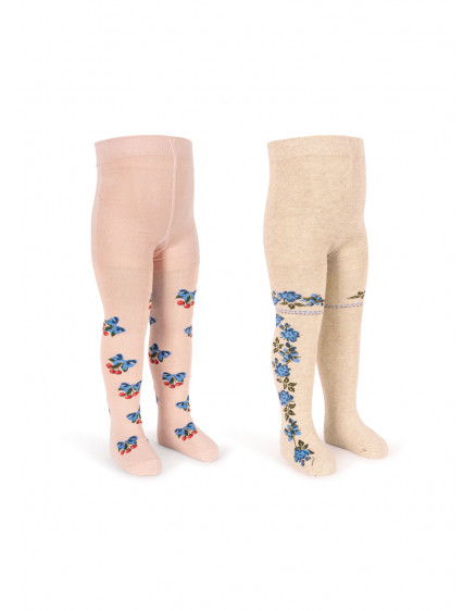 2 Pack Flower And Cherry Jacquard Tights 2