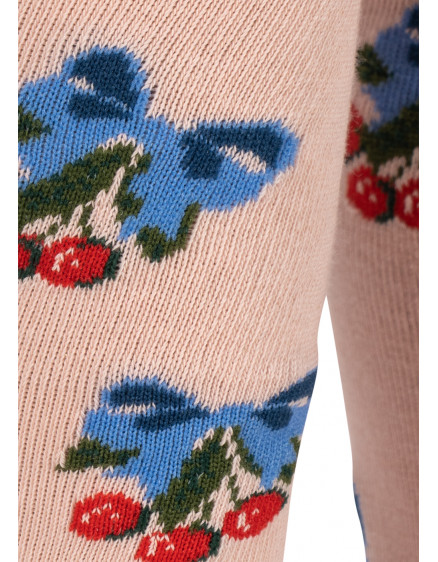 2 Pack Flower And Cherry Jacquard Tights 4