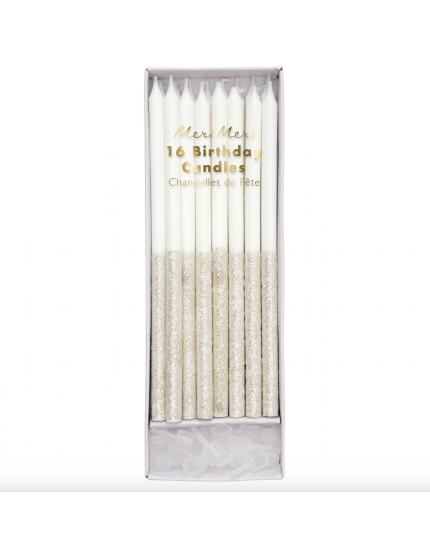 Glitter Dipped Candles Silver